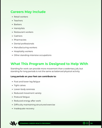 Standing Career Health Program PDF | Health Guide for Standing Workers