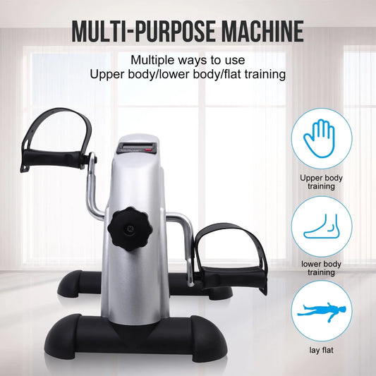 Under Desk Bike Pedal Exerciser Mini Exercise Bike for Arm/Leg Exercise, Pedal Exerciser for Seniors with LCD Display