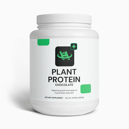 Chocolate plant protein powder supporting muscle recovery digestion and healthy living