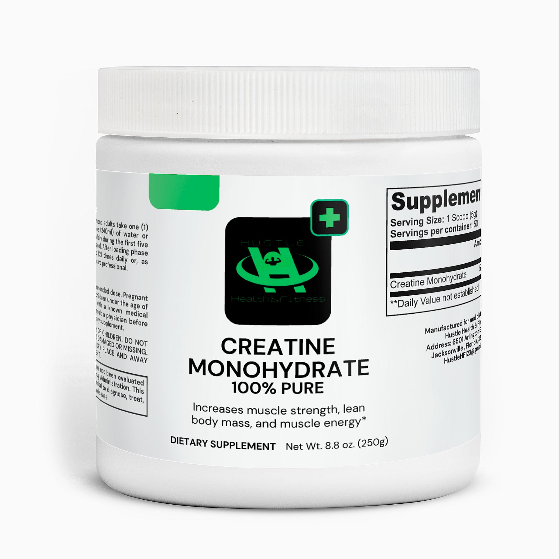 Creatine monohydrate powder supporting strength performance and healthy living