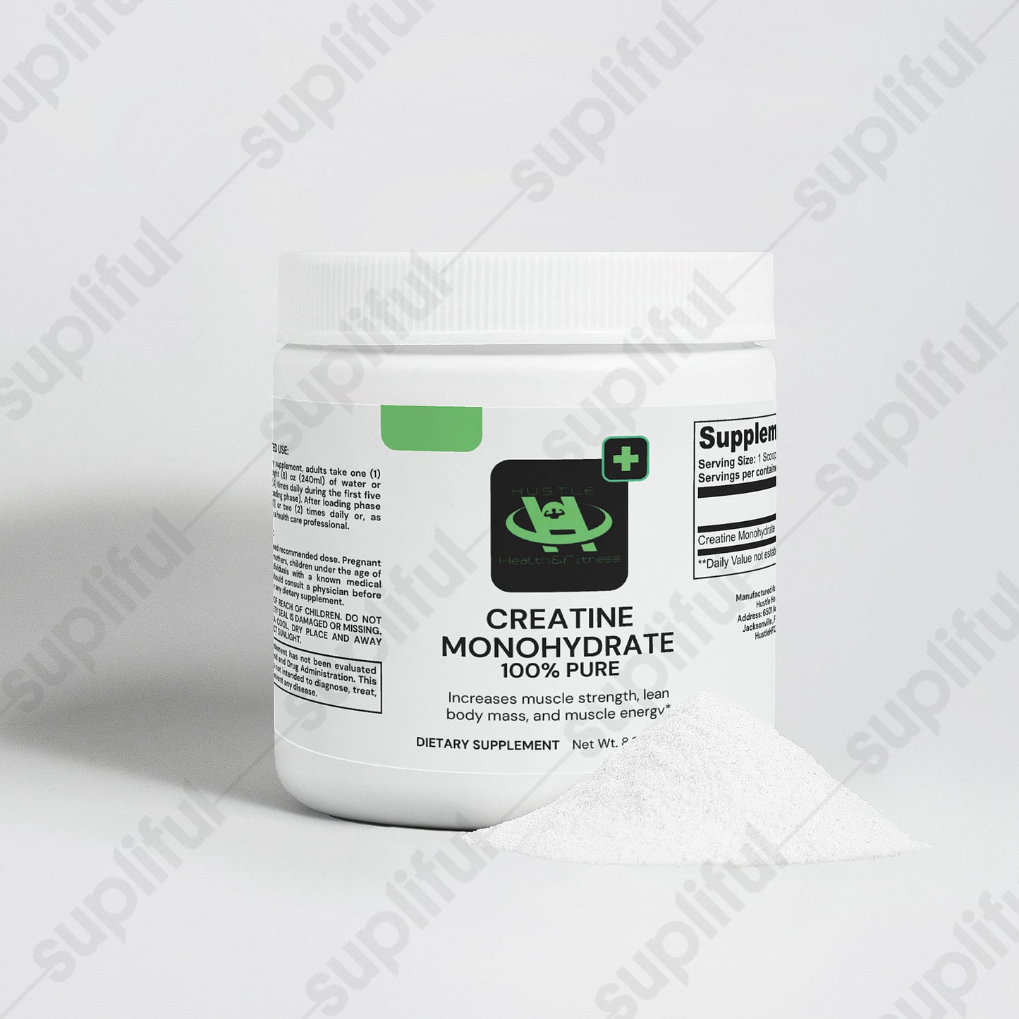 Creatine monohydrate powder supporting strength performance and healthy living