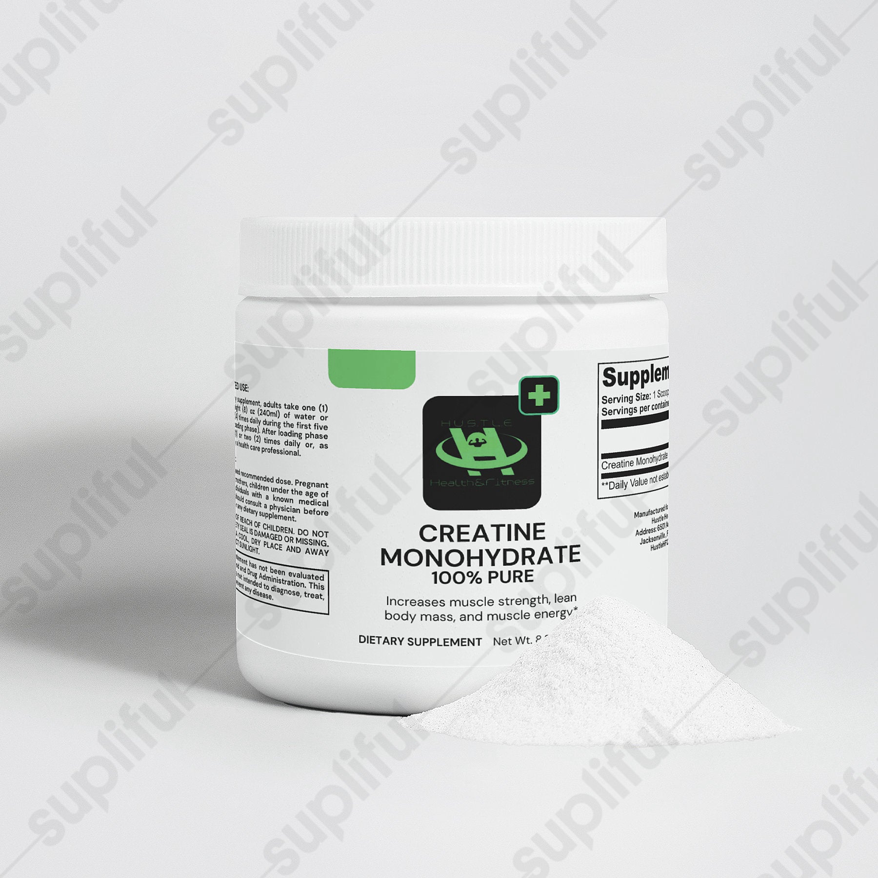 Creatine monohydrate powder supporting strength performance and healthy living