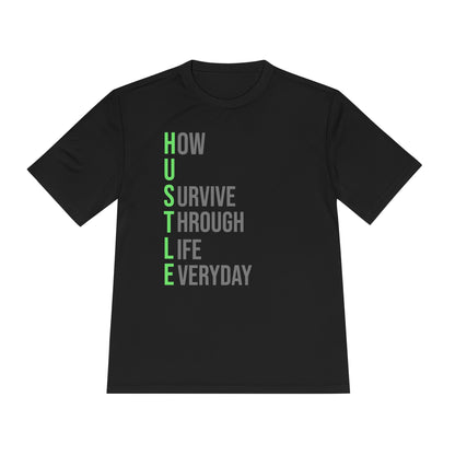 HUSTLE How You Survive Through Life Everyday motivational fitness tee for healthy living beginners