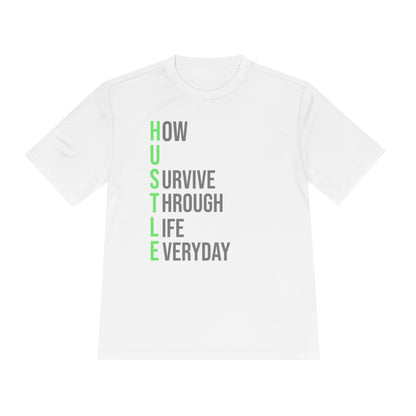 HUSTLE How You Survive Through Life Everyday motivational fitness tee for healthy living beginners