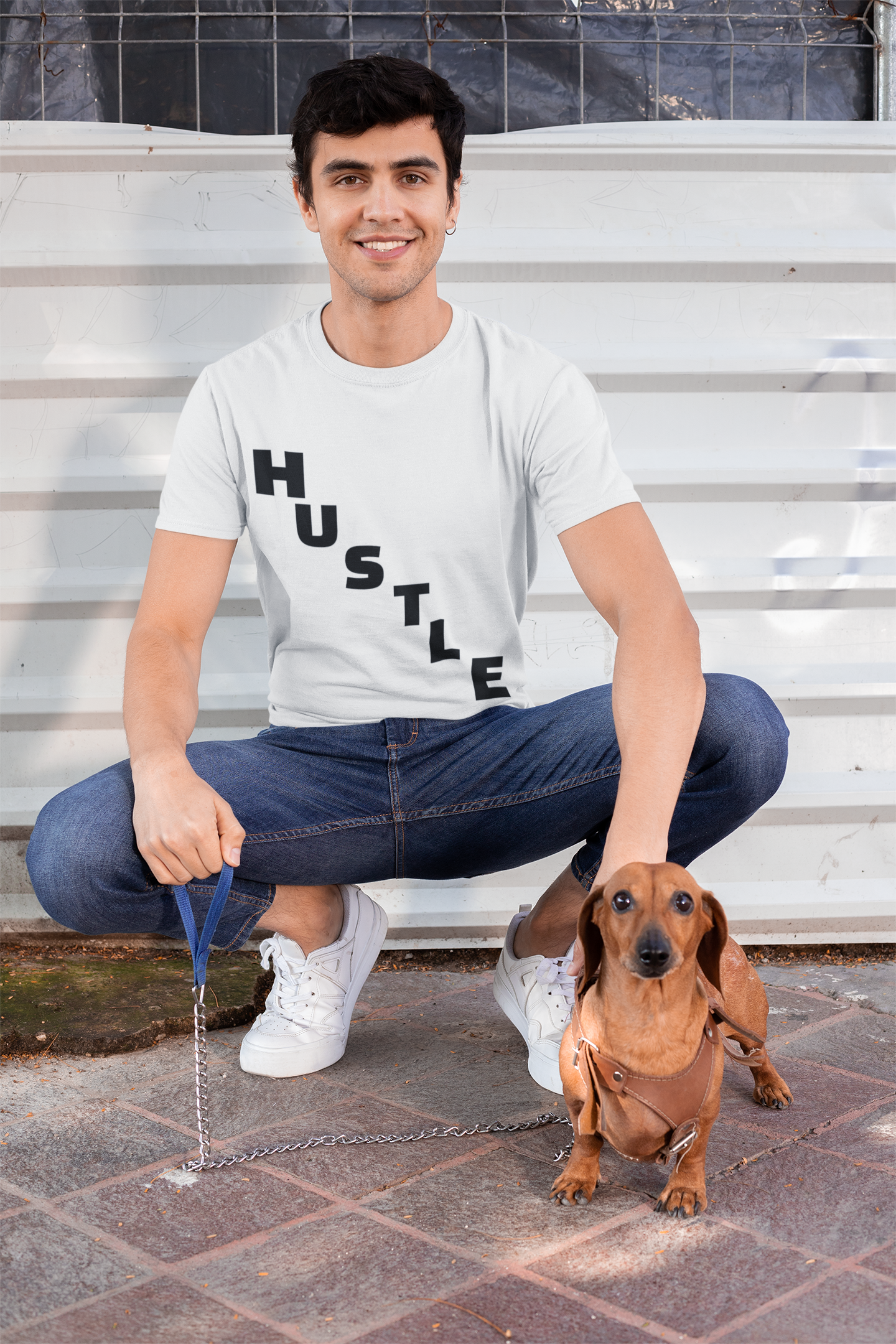 HUSTLE Pillar Steps fitness tee showing healthy living pillars for beginners