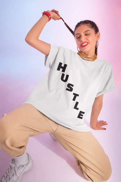 HUSTLE Pillar Steps fitness tee showing healthy living pillars for beginners