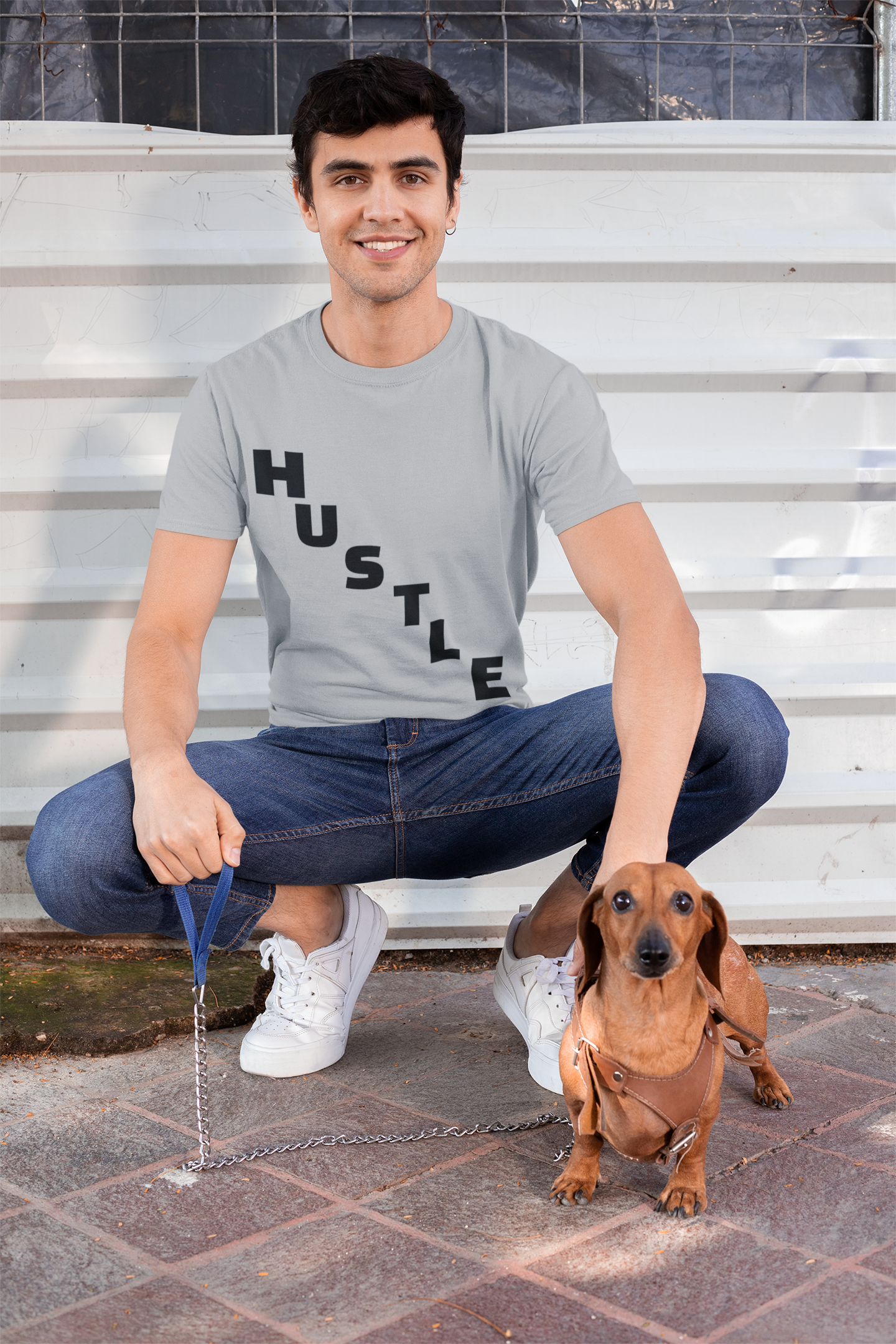 HUSTLE Pillar Steps fitness tee showing healthy living pillars for beginners