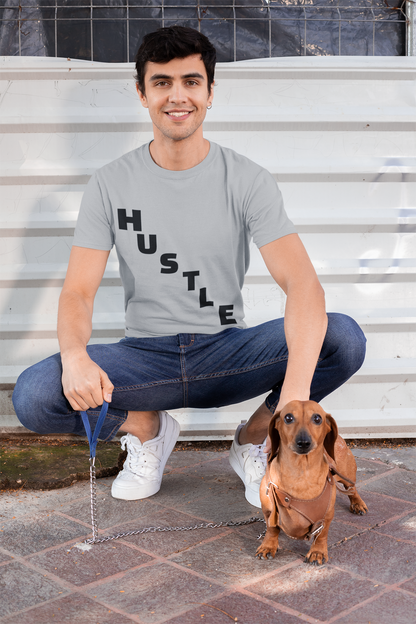 HUSTLE Pillar Steps fitness tee showing healthy living pillars for beginners