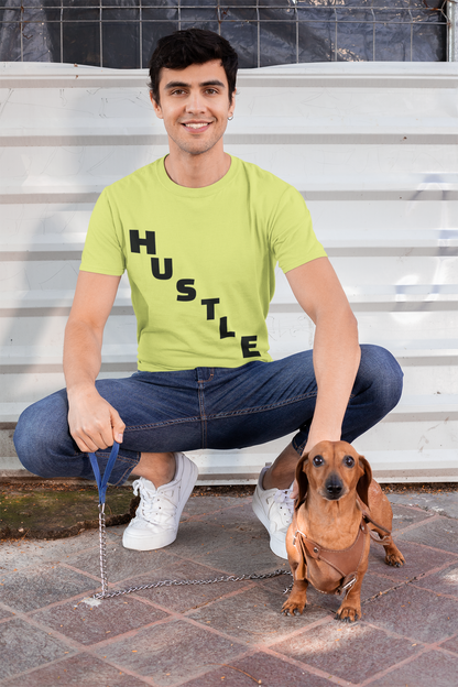 HUSTLE Pillar Steps fitness tee showing healthy living pillars for beginners