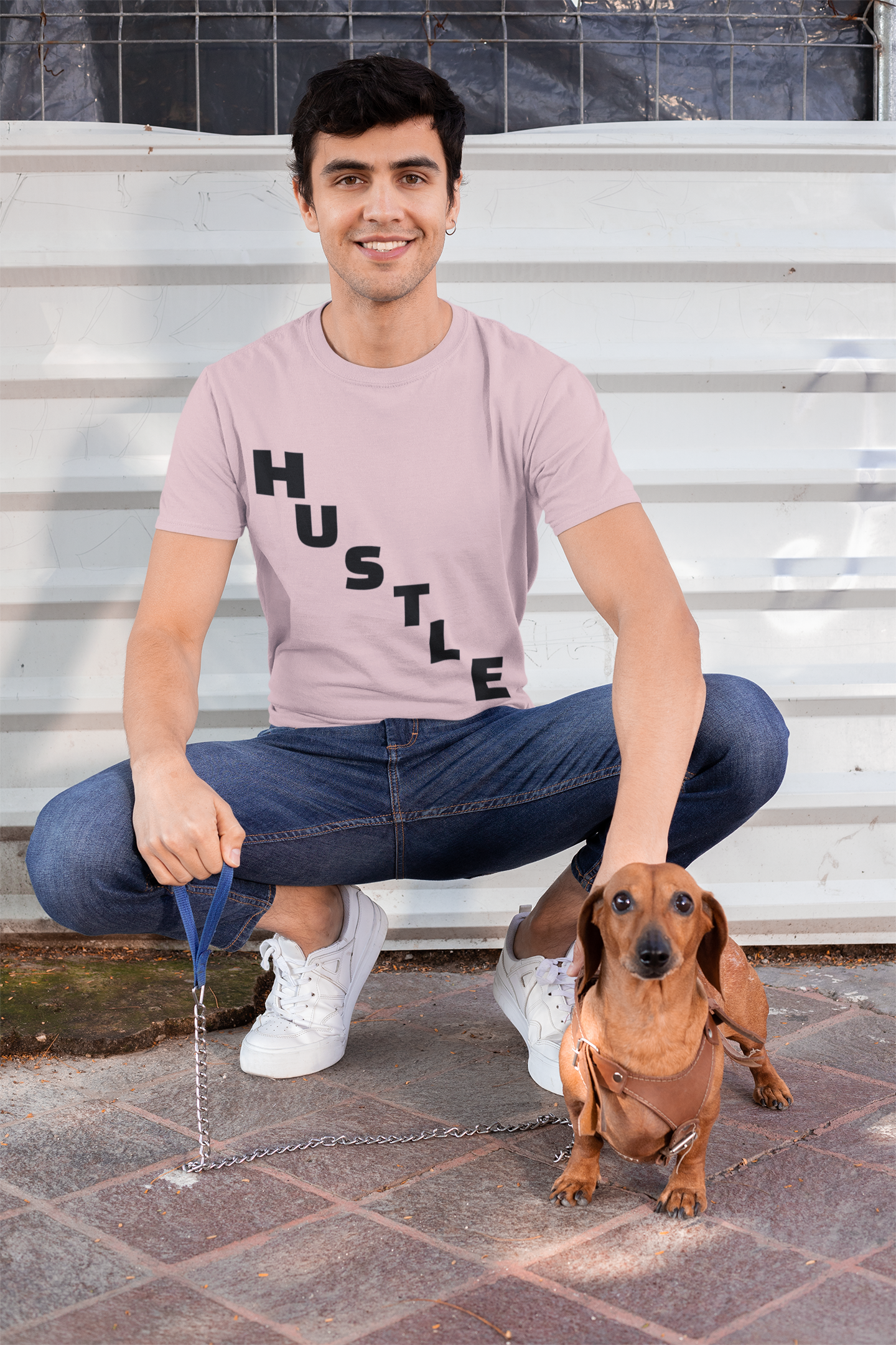 HUSTLE Pillar Steps fitness tee showing healthy living pillars for beginners