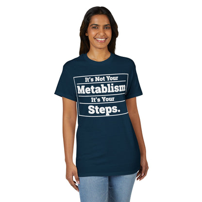 It’s Not Your Metabolism It’s Your Steps fitness truth tee promoting daily movement for healthy living beginners