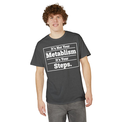 It’s Not Your Metabolism It’s Your Steps fitness truth tee promoting daily movement for healthy living beginners