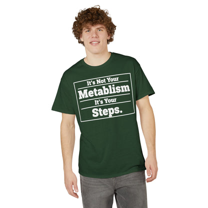It’s Not Your Metabolism It’s Your Steps fitness truth tee promoting daily movement for healthy living beginners