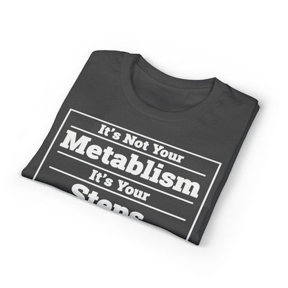 It’s Not Your Metabolism It’s Your Steps fitness truth tee promoting daily movement for healthy living beginners