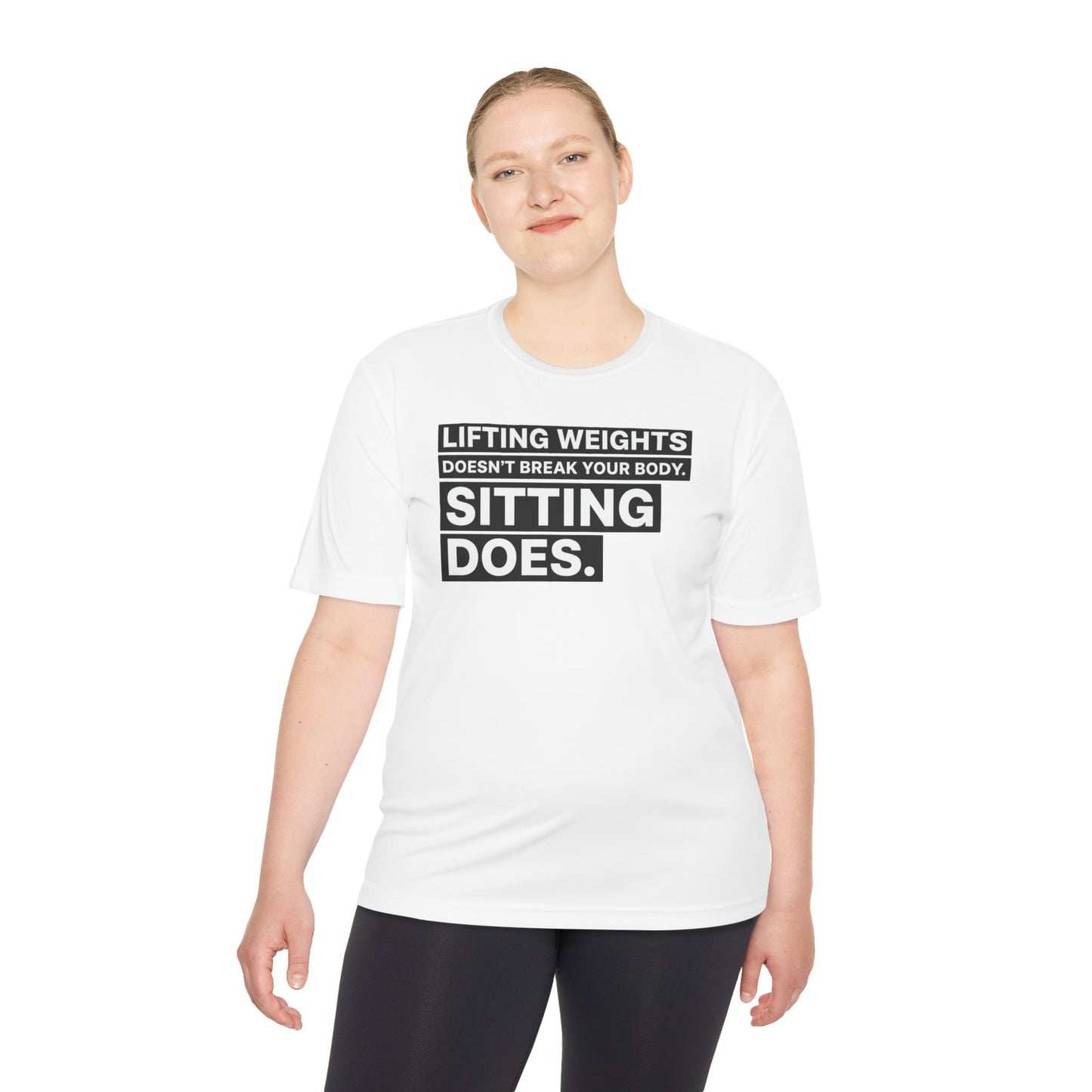 Lifting Weights Doesn’t Break Your Body Sitting Does fitness truth tee supporting posture, back health, and healthy living for beginners