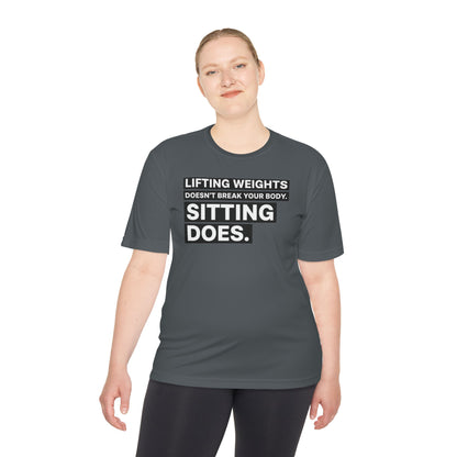 Lifting Weights Doesn’t Break Your Body Sitting Does fitness truth tee supporting posture, back health, and healthy living for beginners