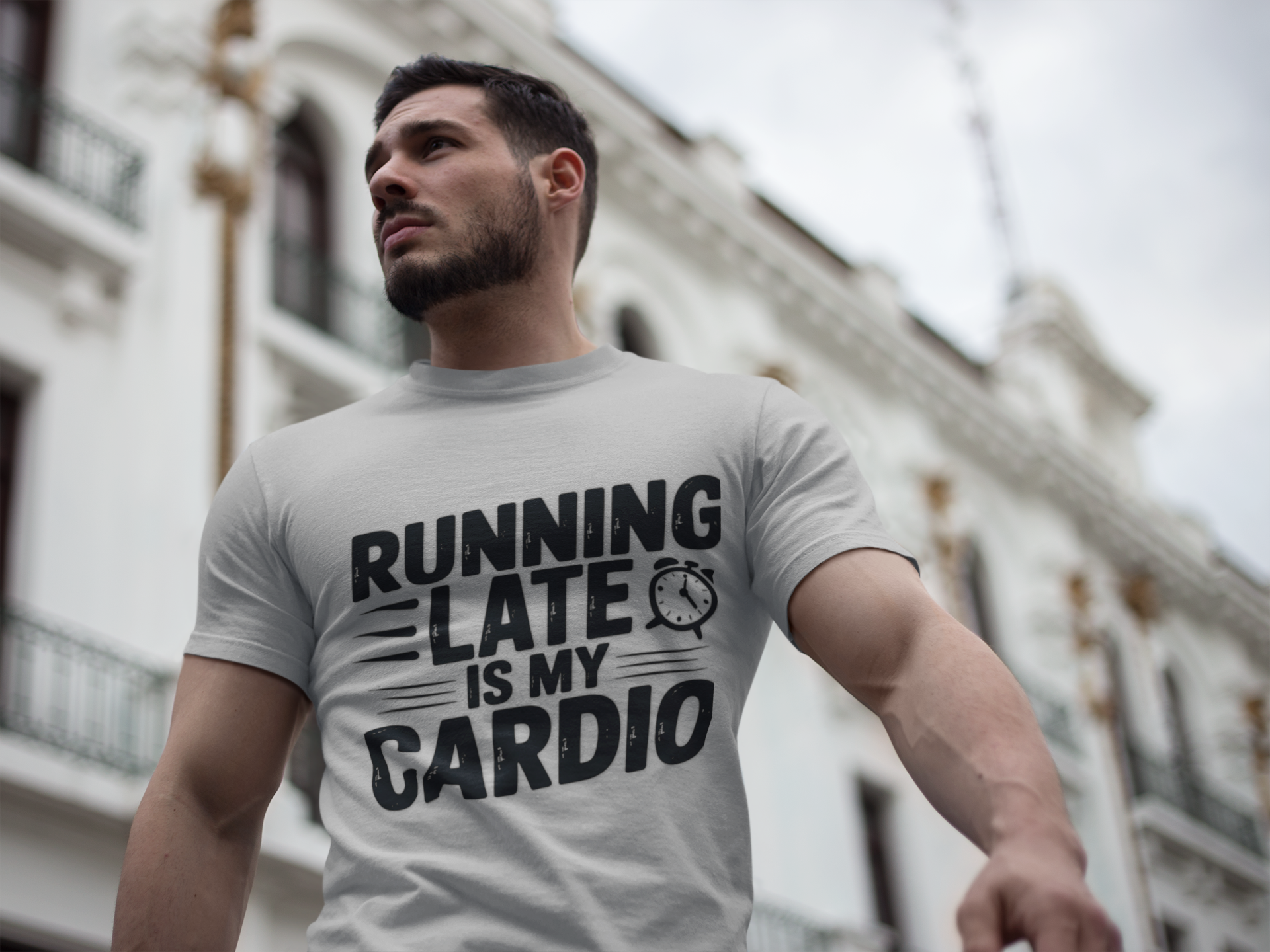Running Late Is My Cardio funny fitness tee for healthy living beginners