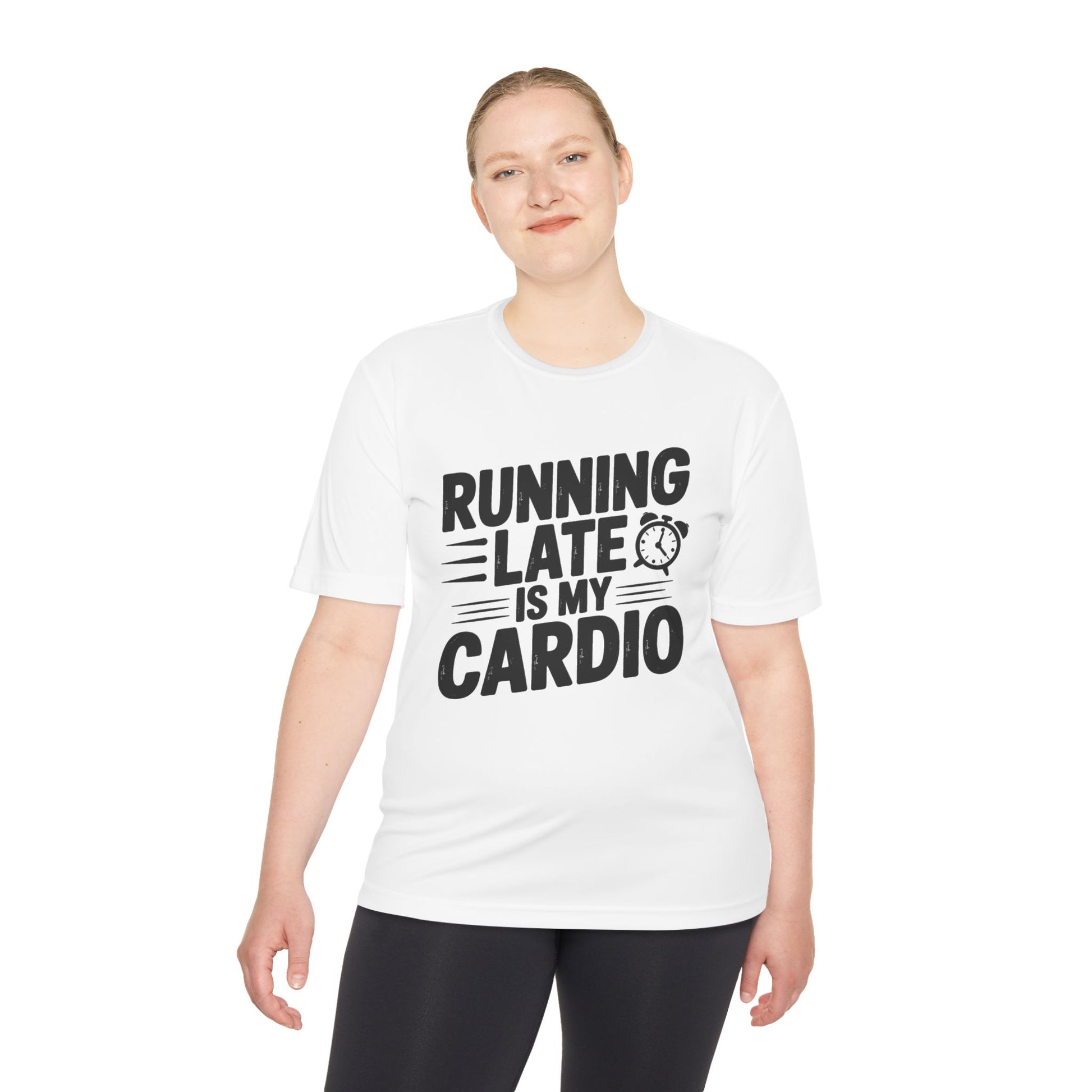 Running Late Is My Cardio funny fitness tee for healthy living beginners