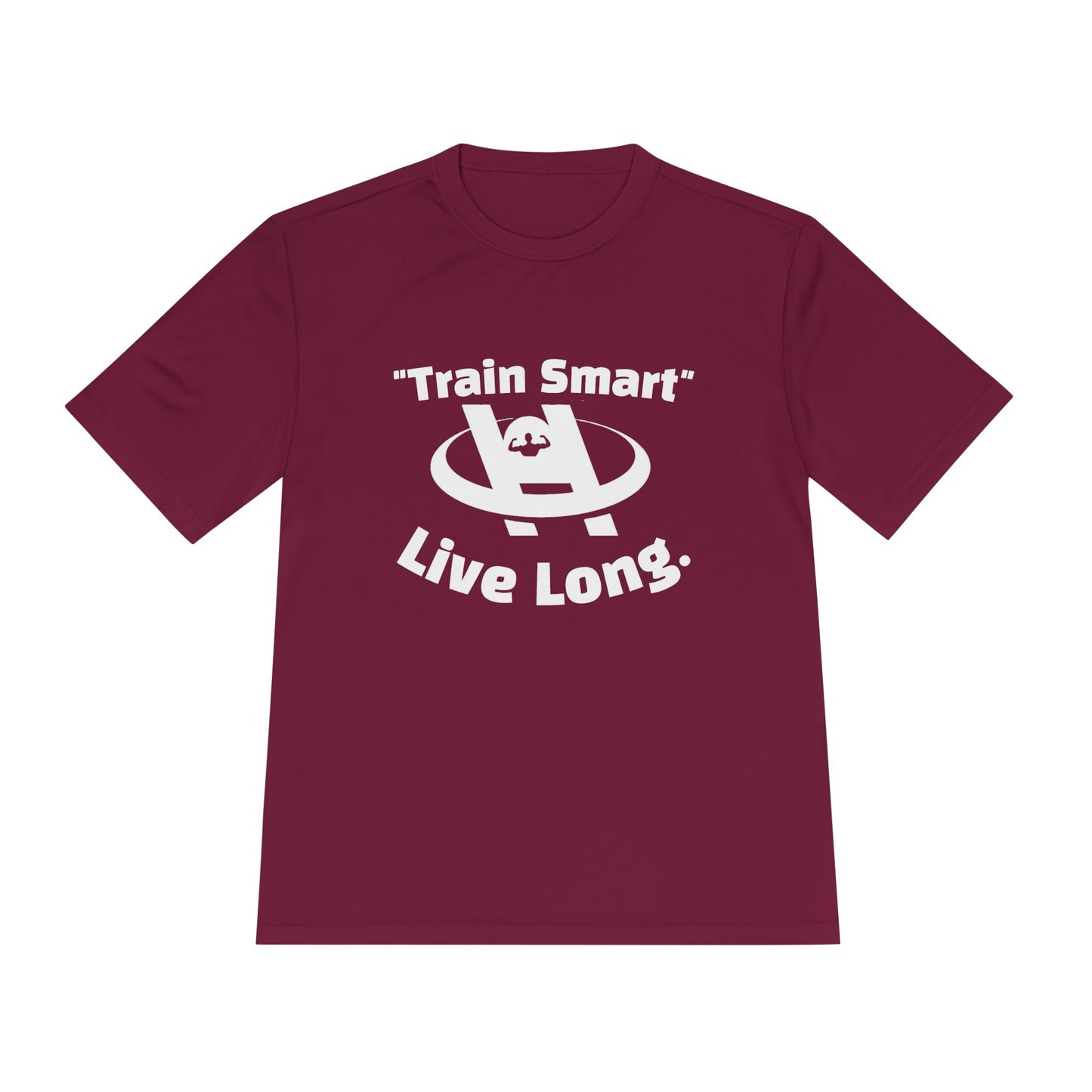 Unisex Moisture Wicking Fitness Tee - TRAIN SMART , LIVE LONG. Stay Cool, Exercise Shirt, Gym Apparel, Workout Top, Activewear - HustleHealthShop