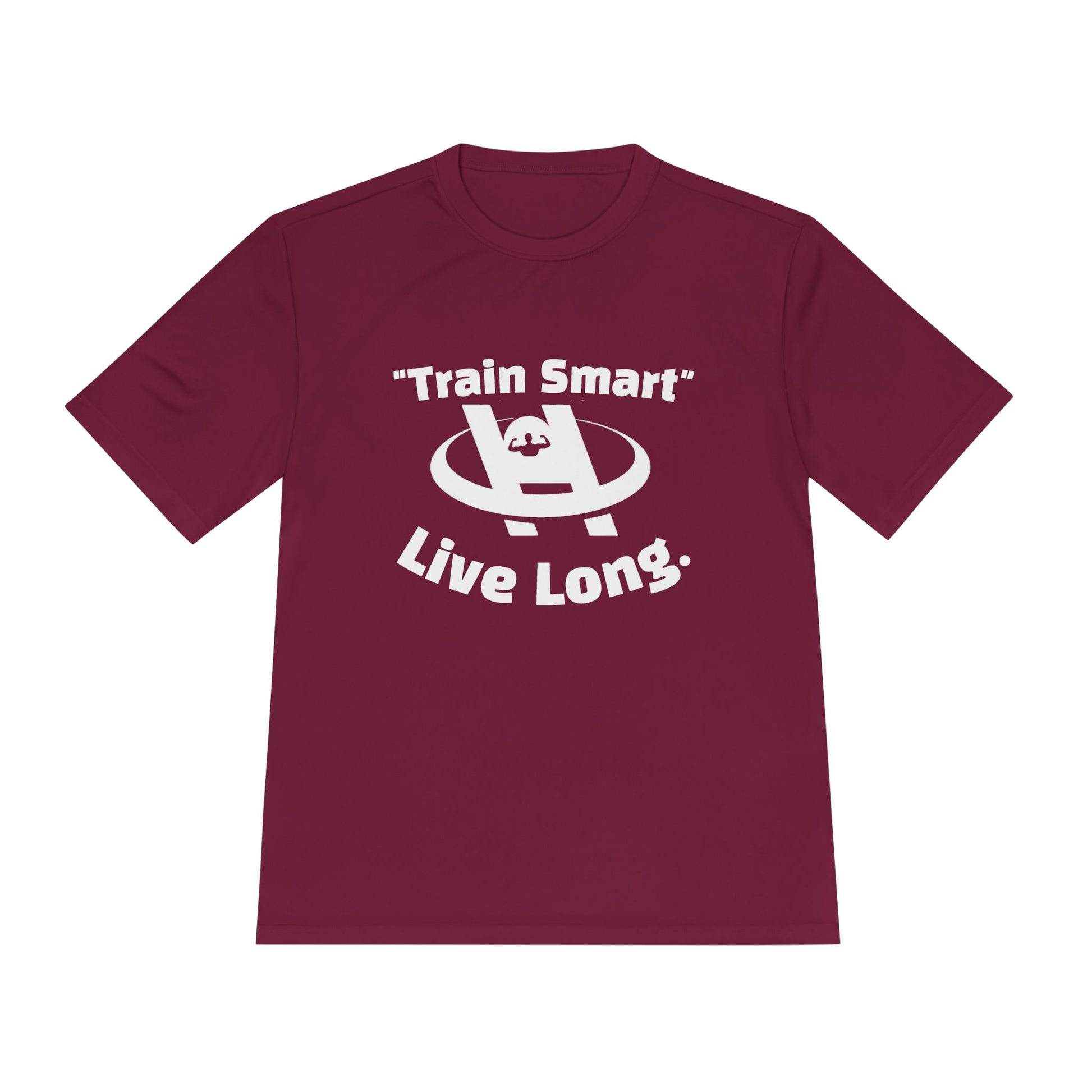 Unisex Moisture Wicking Fitness Tee - TRAIN SMART , LIVE LONG. Stay Cool, Exercise Shirt, Gym Apparel, Workout Top, Activewear - HustleHealthShop