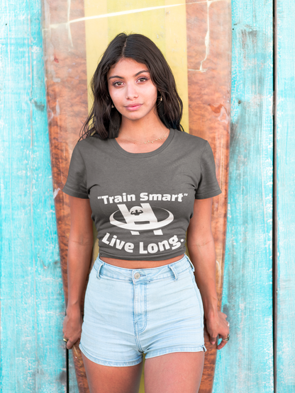 Unisex Moisture Wicking Fitness Tee - TRAIN SMART , LIVE LONG. Stay Cool, Exercise Shirt, Gym Apparel, Workout Top, Activewear - HustleHealthShop