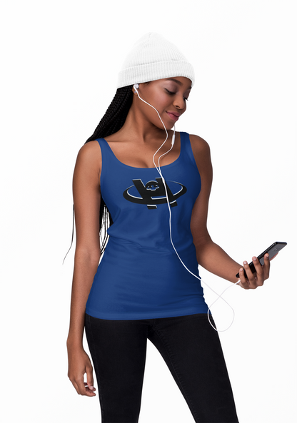 Women’s Healthy Living Racerback Tank with HUSTLE logo for beginners focused on strength and mobility