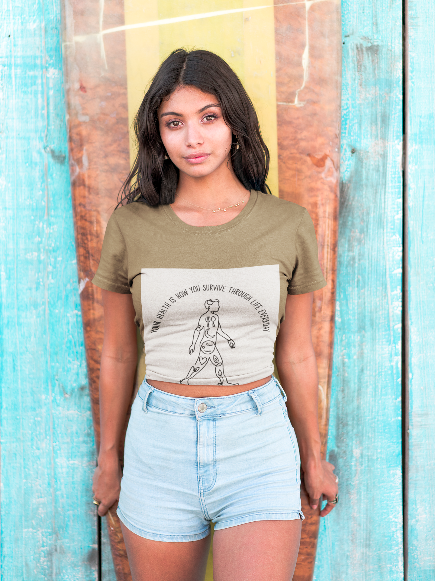 Your Health Is How You Survive Through Life Everyday tee showing a walking figure with the five pillars of health for beginners