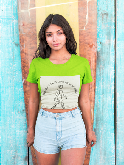 Your Health Is How You Survive Through Life Everyday tee showing a walking figure with the five pillars of health for beginners