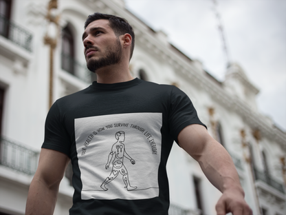 Your Health Is How You Survive Through Life Everyday tee showing a walking figure with the five pillars of health for beginners